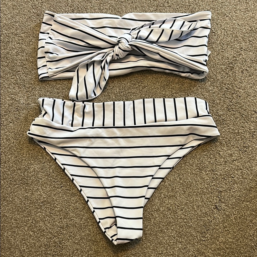 Striped Bandeau Bikini Set